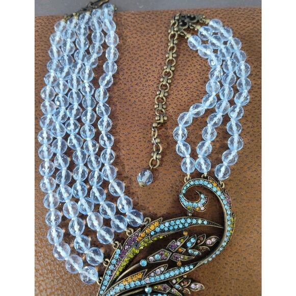 HEIDI DAUS For UTC Waterfall Aquamarine Multi Strand Drop Lavalier Necklace - Picture 4 of 7